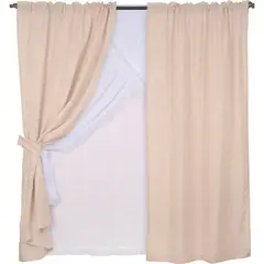 MASHINI - Set cortina de tela Kate 11 piezas 140x220 cm beige