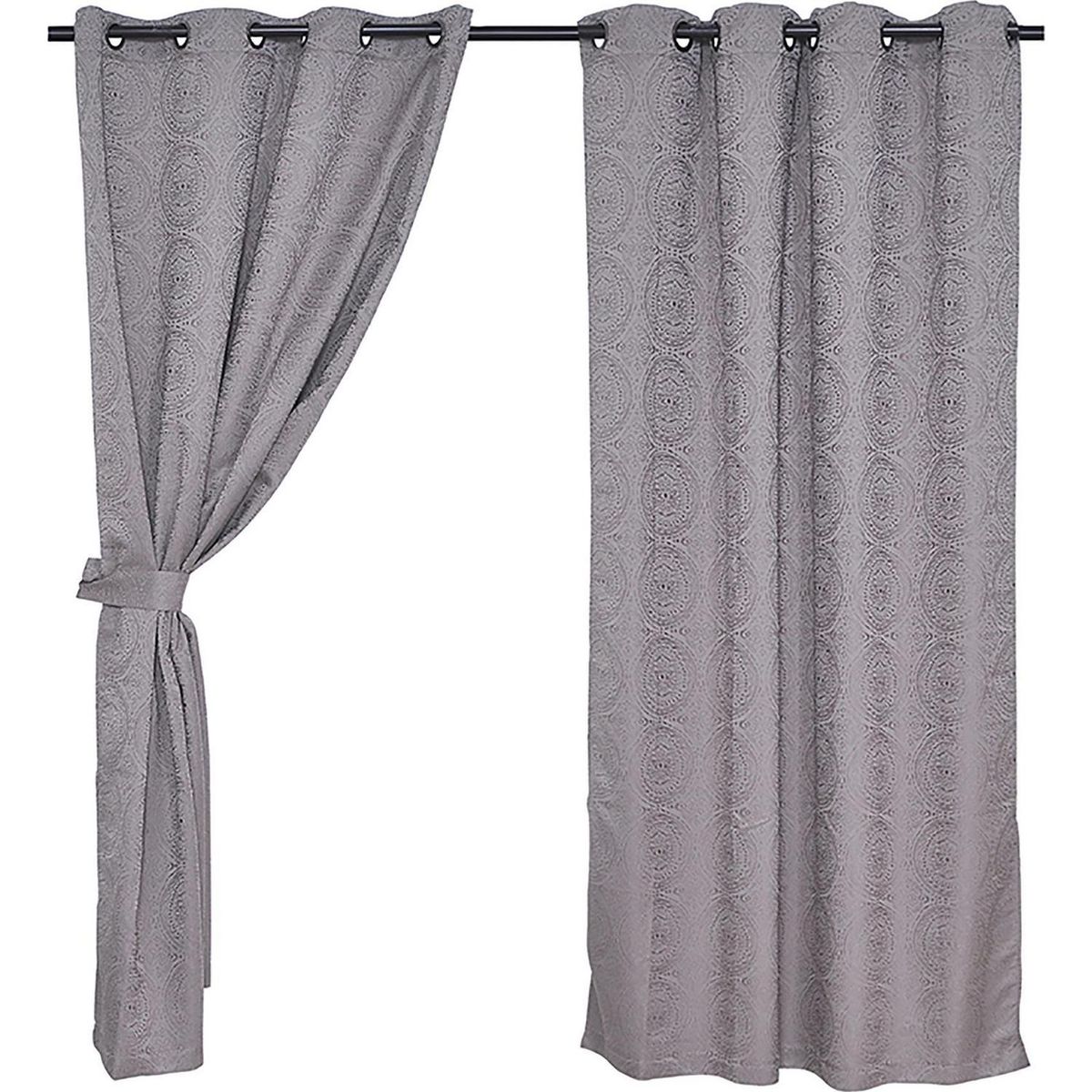 FABRICS - Set cortina de tela mandala 4 piezas 140x220 cm taupe