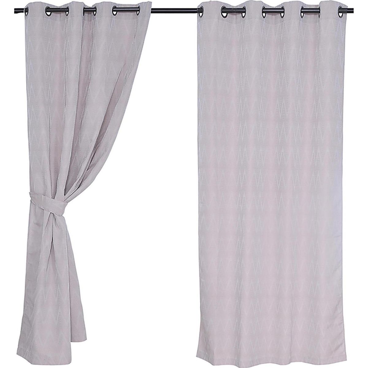 FABRICS - Set cortina de tela chevron 4 piezas 140x220 cm beige