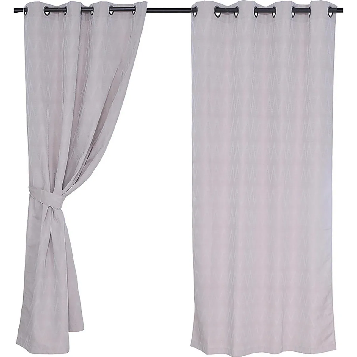 FABRICS - Set cortina de tela chevron 4 piezas 140x220 cm beige