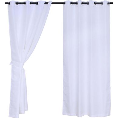 Set cortina de tela chevron 4 piezas 140x220 cm blanco