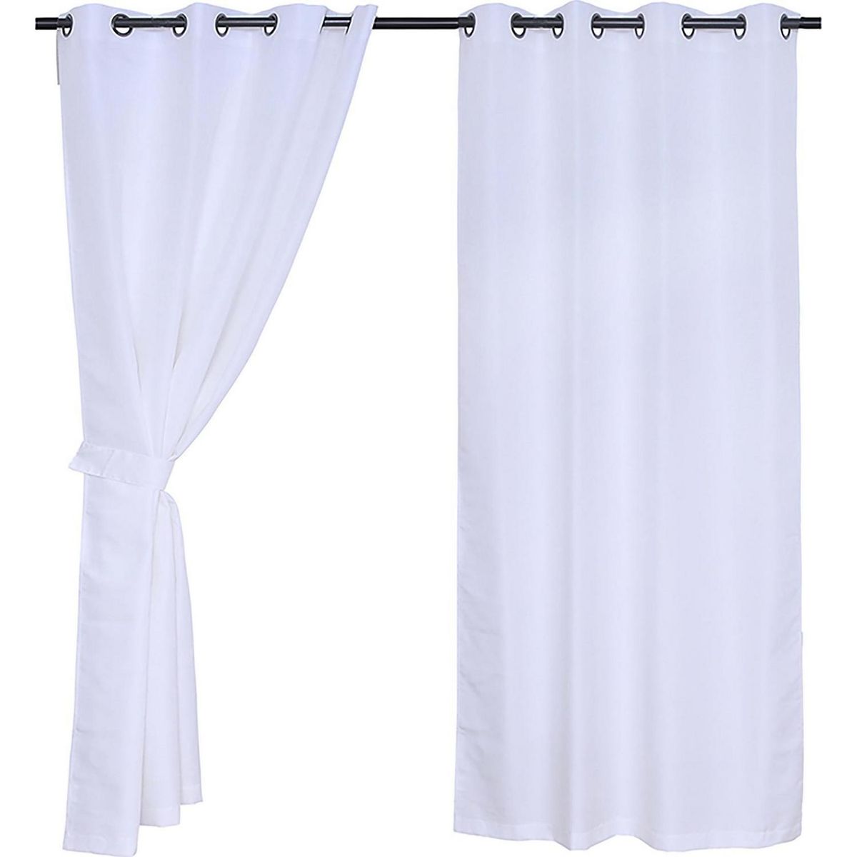 FABRICS - Set cortina de tela chevron 4 piezas 140x220 cm blanco