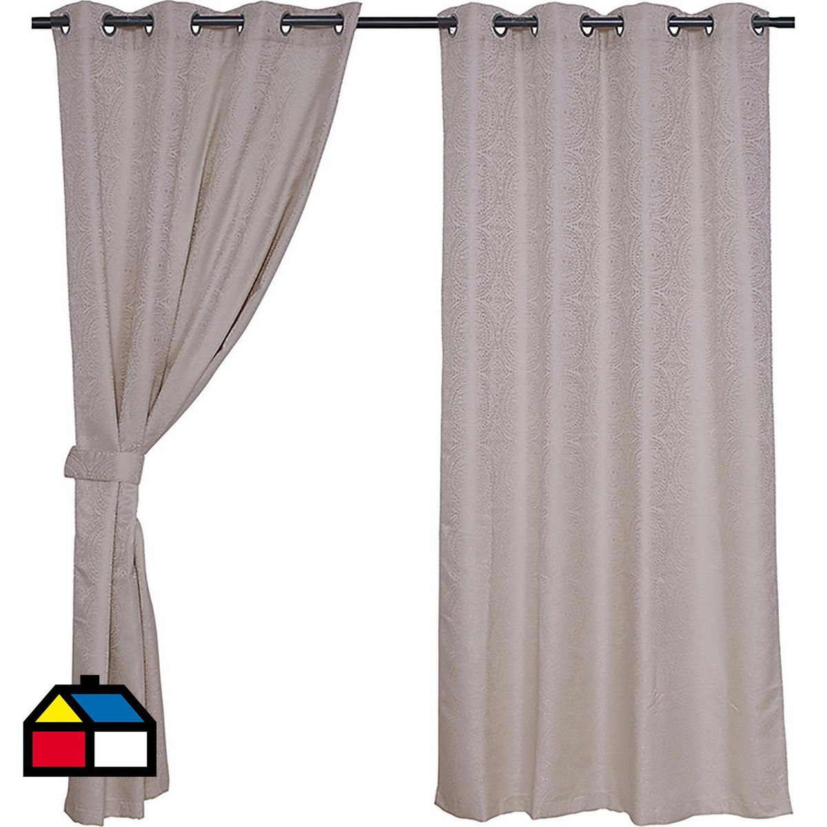 FABRICS - Set cortina de tela mandala 4 piezas 140x220 cm beige