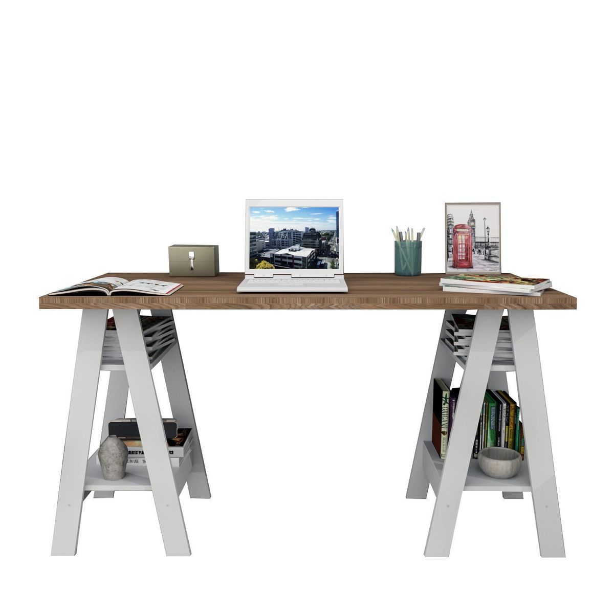 RODLER - Escritorio Artist 135x75x60 cm Café/ blanco