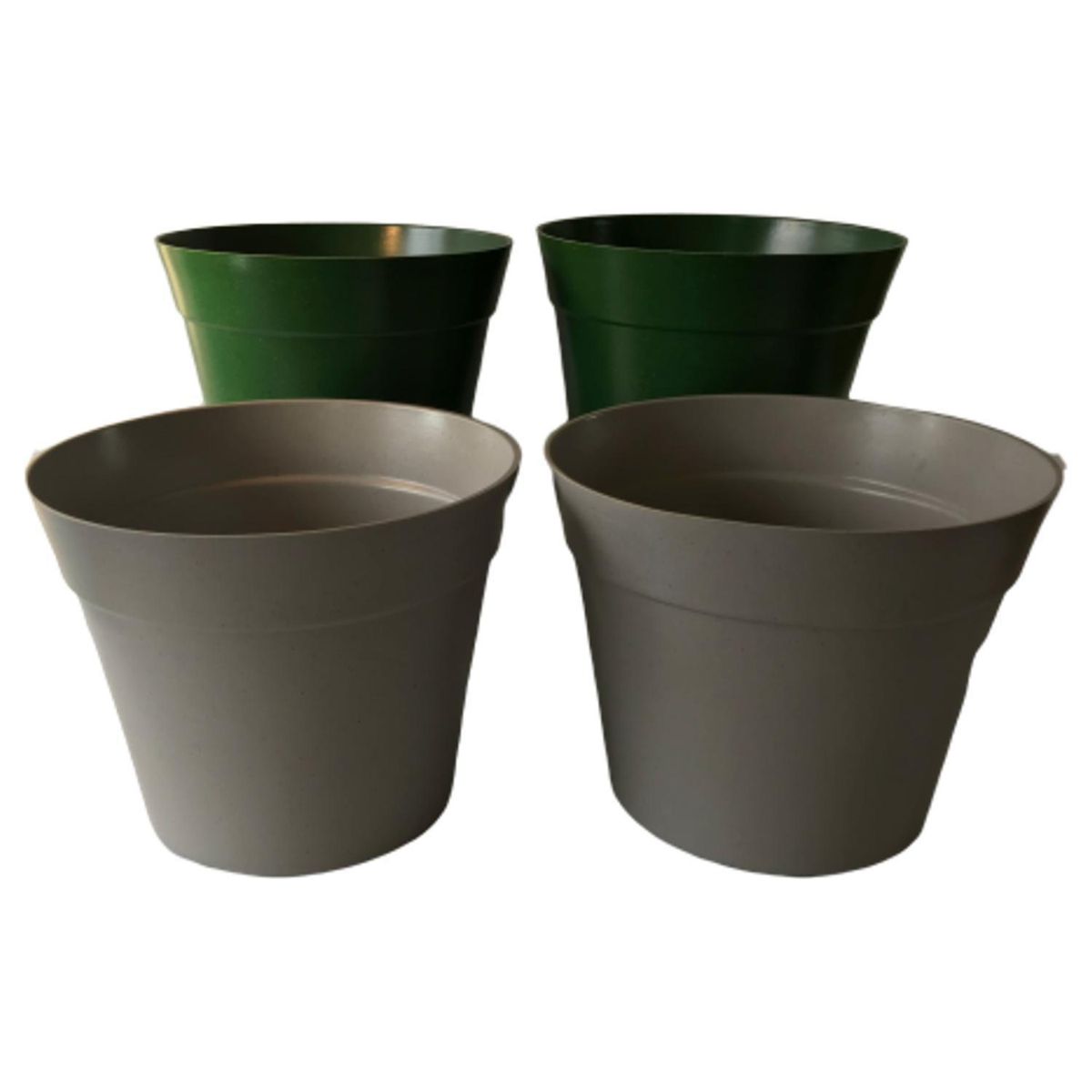 DECOGREEN - Set 4 Maceteros Biodegradables Clásico 2 gris 2 musgo