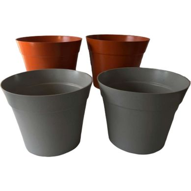 Set 4 Maceteros Biodegradables Clsico 2  gris 2 terracota