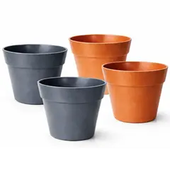 DECOGREEN - Set 4 Maceteros Biodegradables Clásico 2 gris 2 terracota