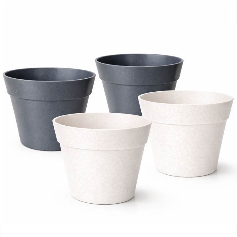 Set 4 Maceteros Biodegradables Clásico 2 gris 2 blanco