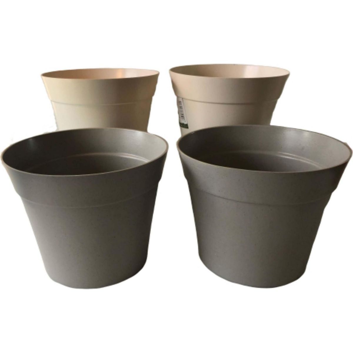 DECOGREEN - Set 4 Maceteros Biodegradables Clásico 2 gris 2 blanco