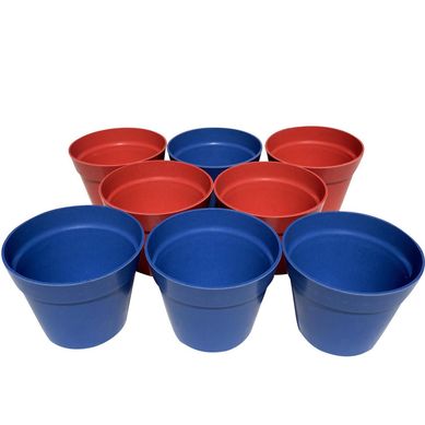 Set 8 Maceteros Biodegradables Redondos 4 azul, 4 rojos