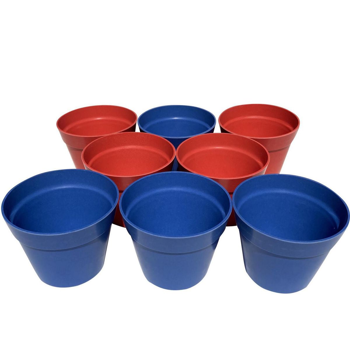 DECOGREEN - Set 8 Maceteros Biodegradables Redondos 4 azul, 4 rojos