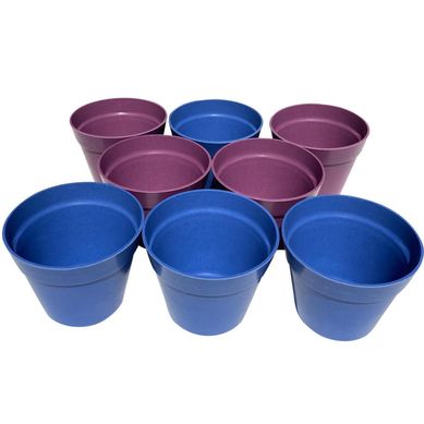 Set 8 Maceteros Biodegradables Redondos 4 azul, 4 morados