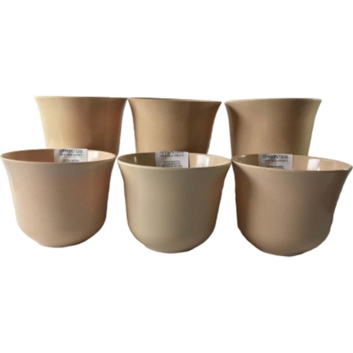 DECOGREEN - Set 6 Maceteros Biodegradables Curvos de Silicona 16.5x13 cm Multicolor