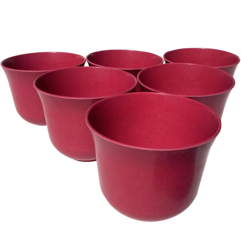 Set 6 Maceteros Biodegradables Curvos de Silicona 16.5x13 cm Blanco