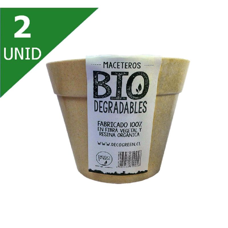 DECOGREEN - Set 2 Maceteros Biodegradables Redondos de Silicona 13.7x10.3 Gris