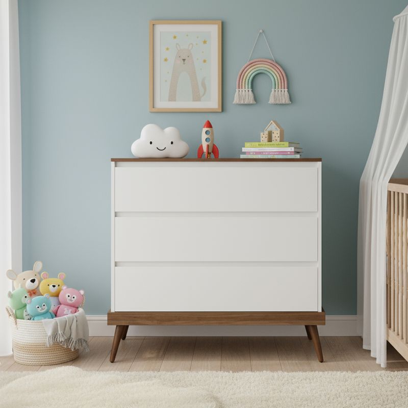 KIDSCOOL - Cómoda 3 Cajón(es) SOGNARE CANCAO 90x90x74 cm Blanco