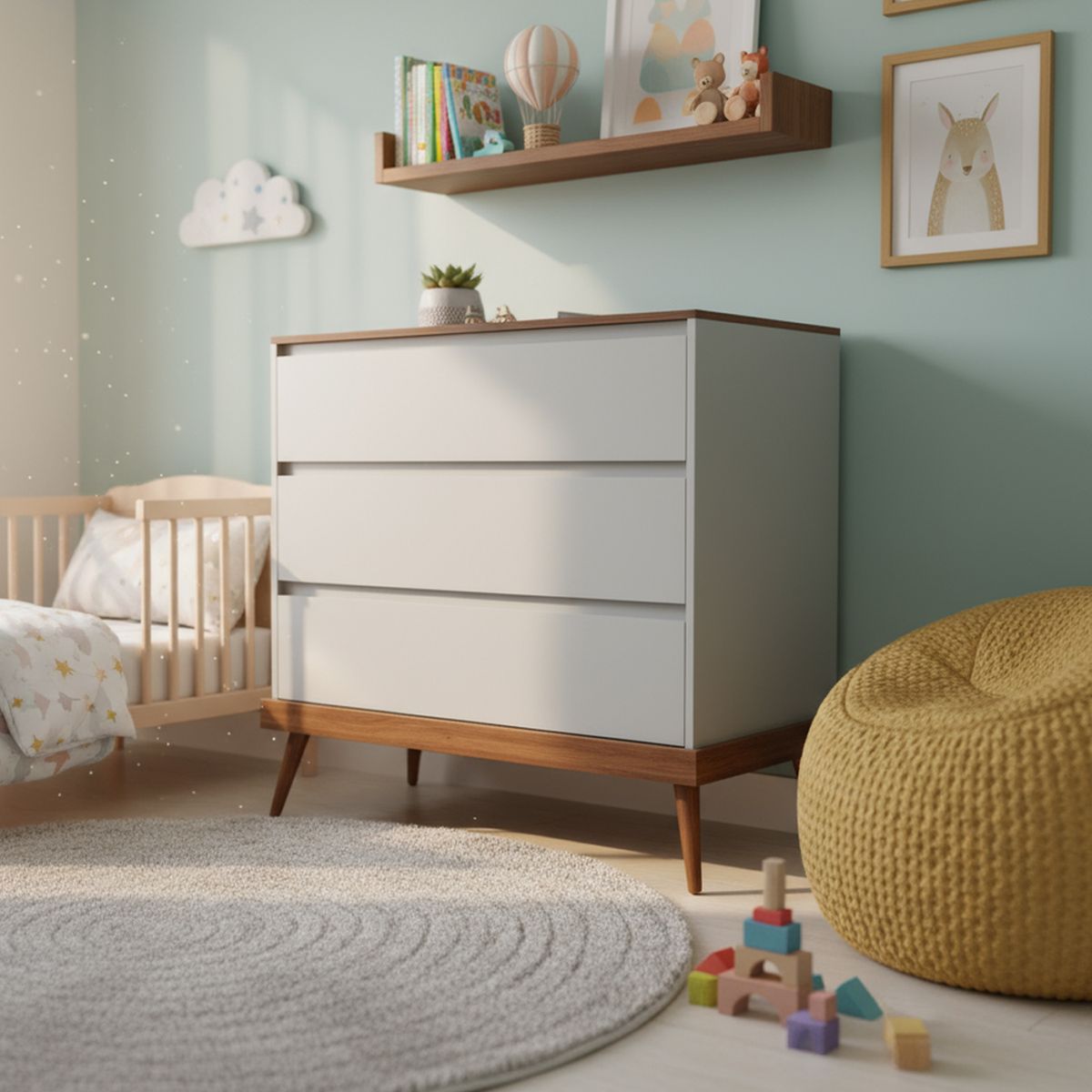 KIDSCOOL - Cómoda 3 Cajón(es) SOGNARE CANCAO 90x90x74 cm Gris