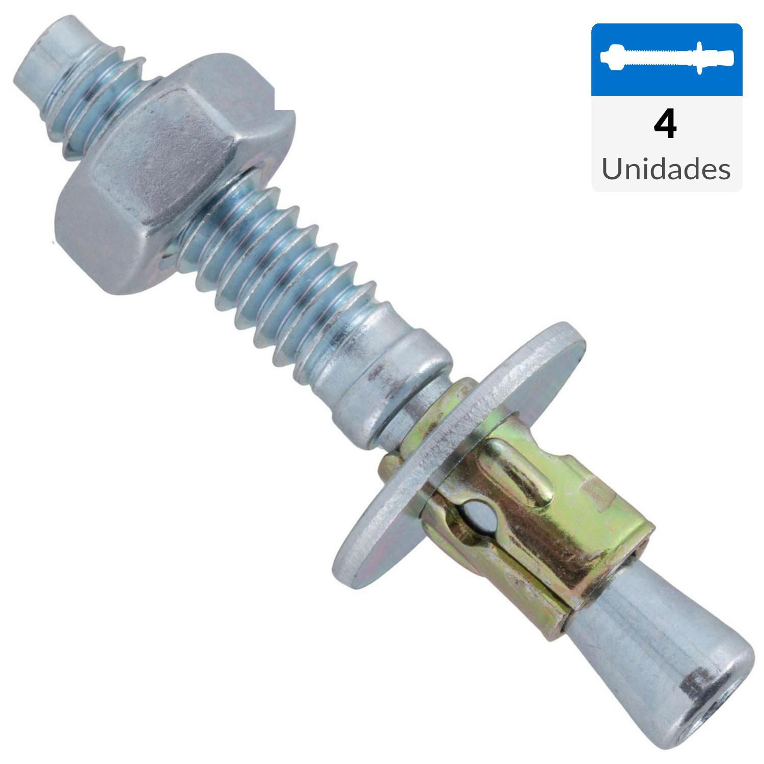 100 Pernos De Anclaje De Cuña Para Concreto, Tamaño 1/4 X 1-3/4, Incluyen Tuercas Y Arandelas