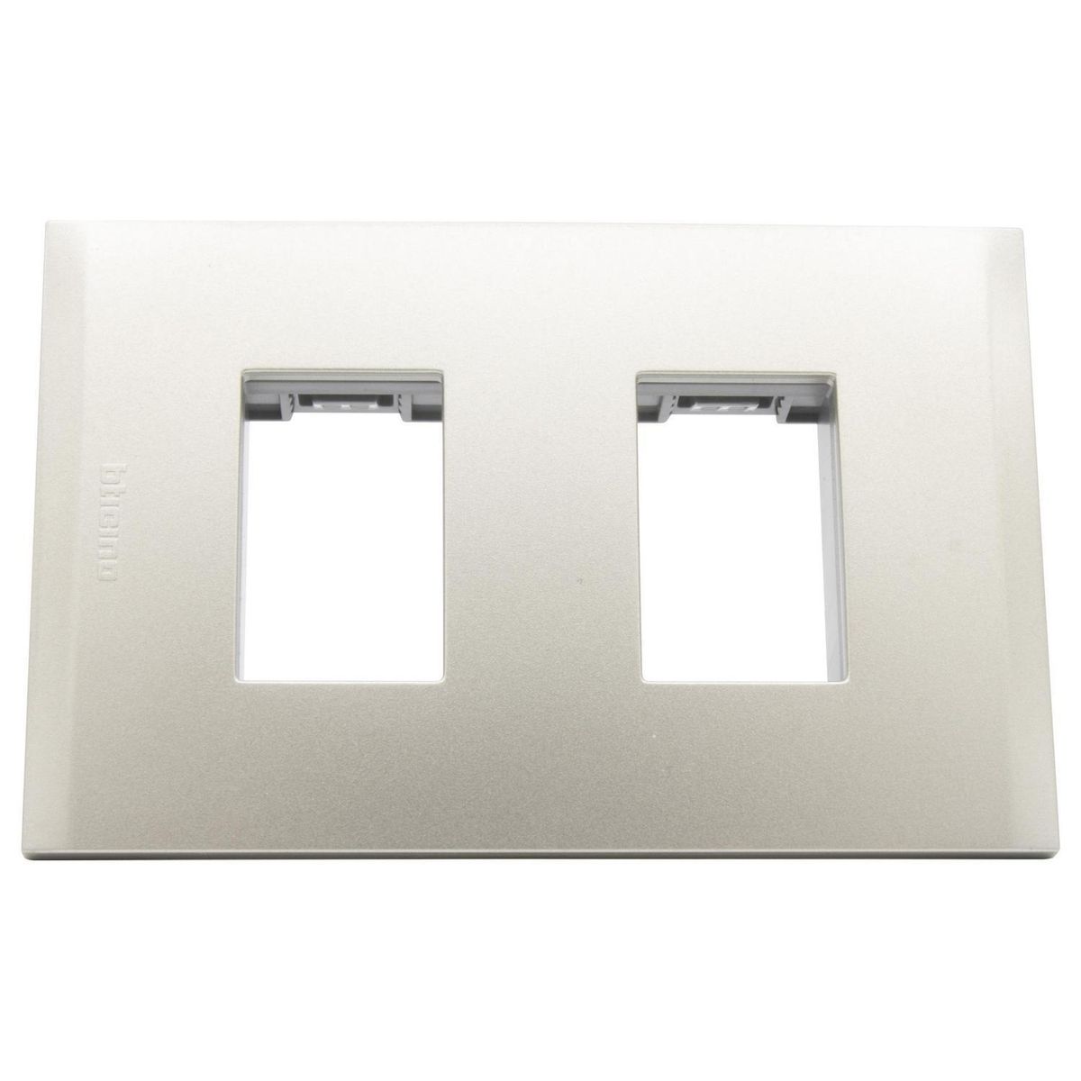 BTICINO - Placa 2 puestos perla con soporte nóbile