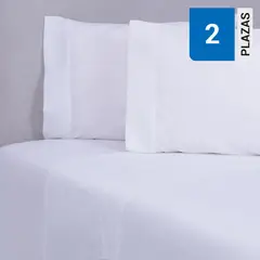 SOHOME - Sábana liso 180 hilos blanco 2 plazas