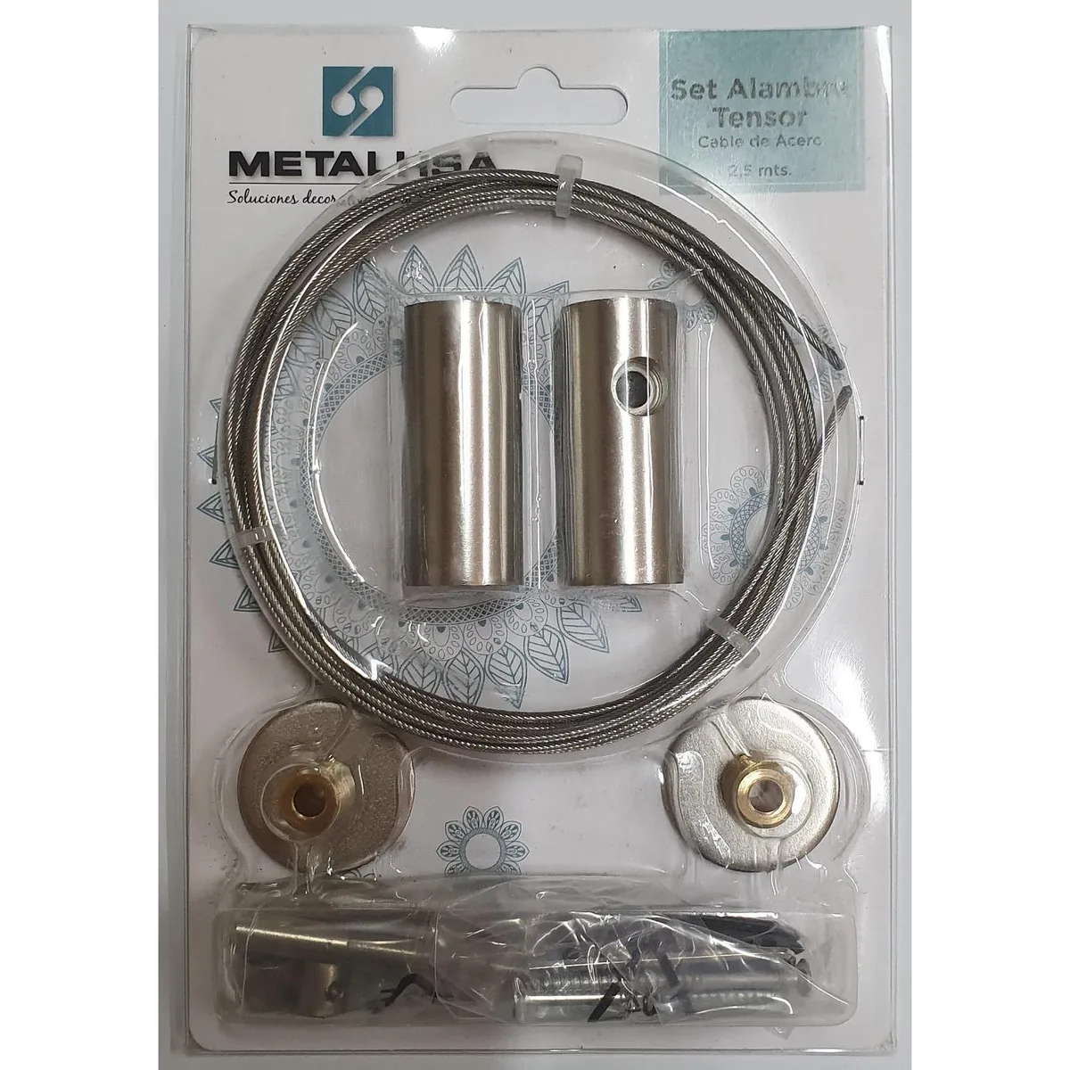 METALHSA - Set cable tensor de acero 2,5 m muro y lateral