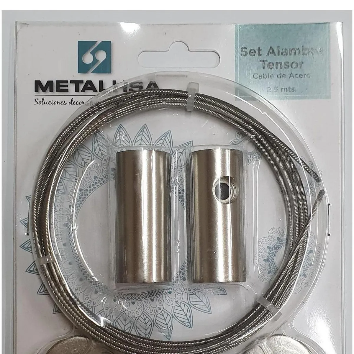 METALHSA - Set cable tensor de acero 2,5 m muro y lateral