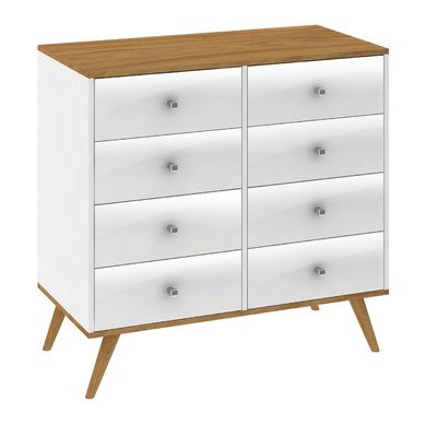Comoda Retro 8 cajones Blanco Nogal 87x90x45 cm
