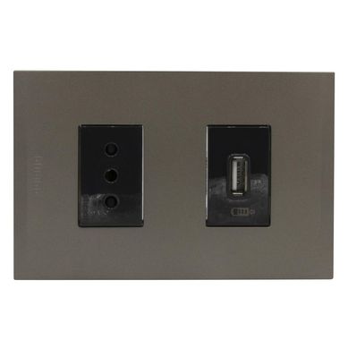 Cargador usb a+Toma 10a ant pl1+1p terra nbile