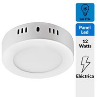 Panel Led Redondo Sobrepuesto 12W Luz Fría