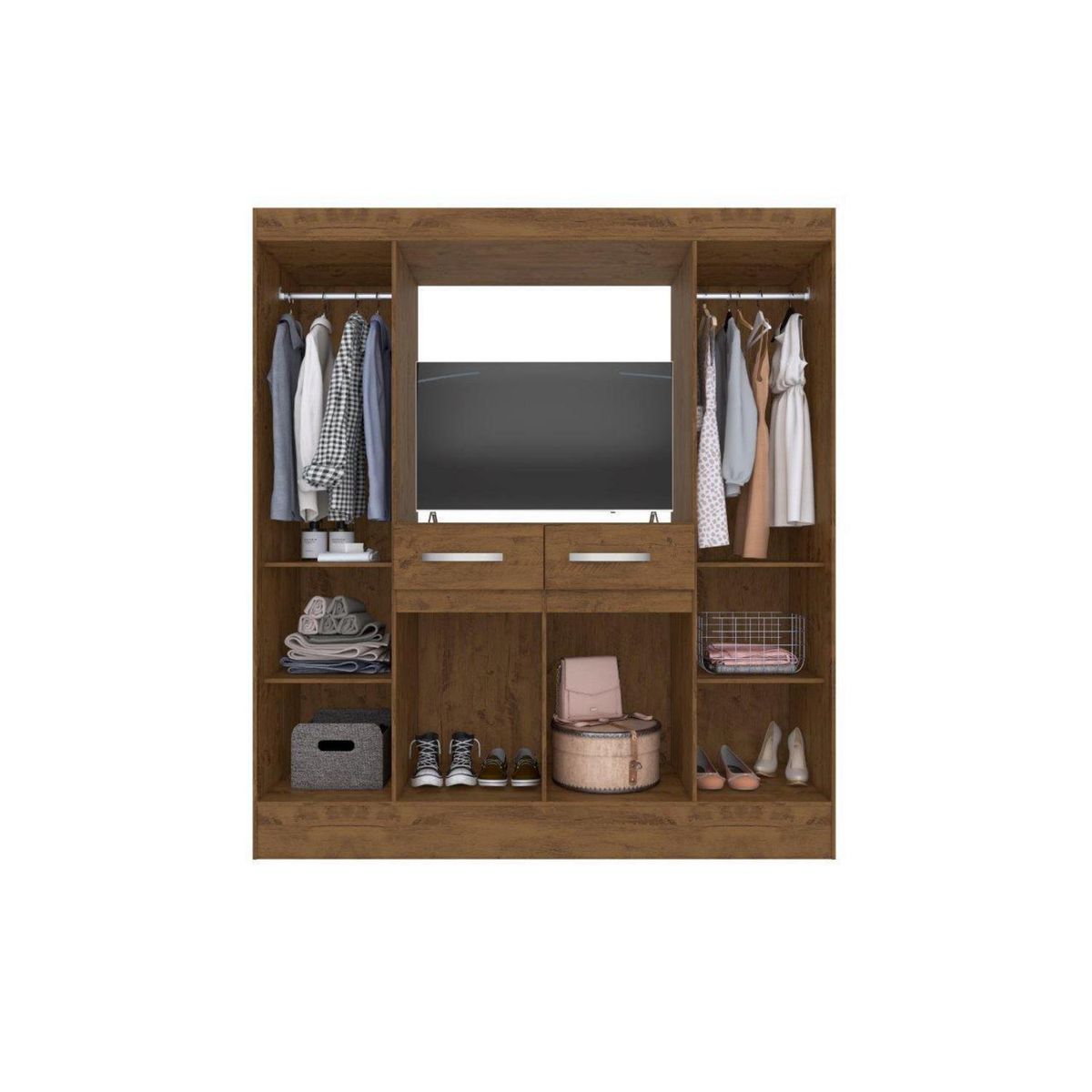 ROCH LTDA - Clóset Arica 4 Puerta(s) 2 Cajón(es) 4 Repisa(s) 89x182x47 cm Castaño