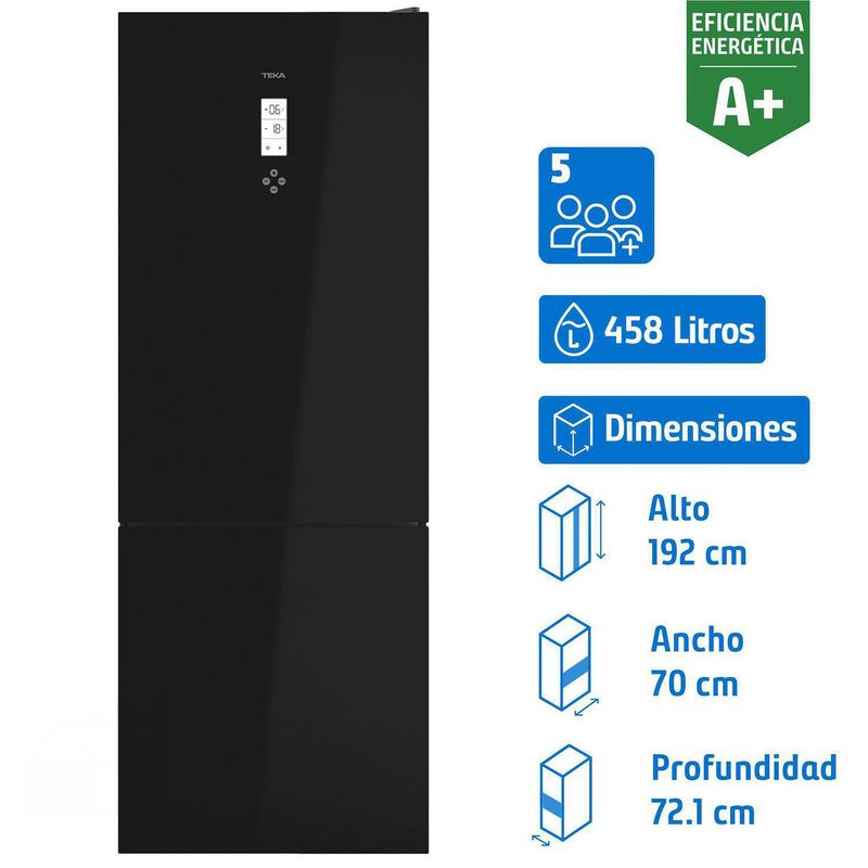 TEKA - Refrigerador Bottom Freezer No Frost 461 Litros Negro RBF-78720 GBK