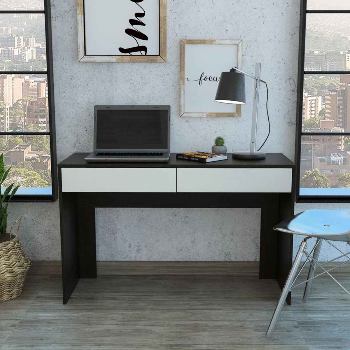 TUHOME - Escritorio 45x120,2x75 cm melamina wengue