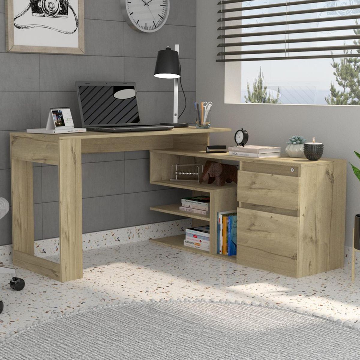 TUHOME - Escritorio Alteza 121,5x73,5x137,5 cm Duna