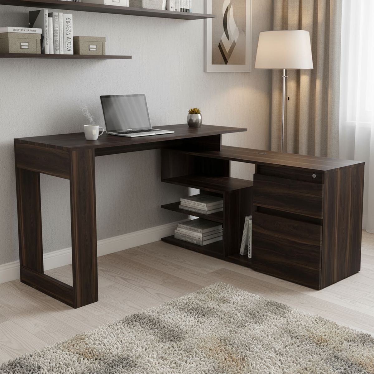 TUHOME - Escritorio Alteza 121,5x73,5x137,5 cm Habano