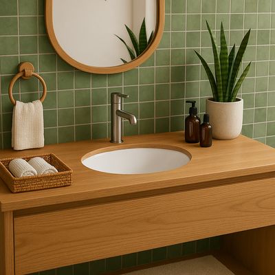 Imagen 2 del producto Lavamanos Forma Ovalada Porcelana 48.7x18x42.1 cm Blanco