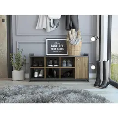 TUHOME - Zapatera Z-101-P MDF 6 Nivel(es) 100.6x48.1x35.7 cm Carbón/Gales