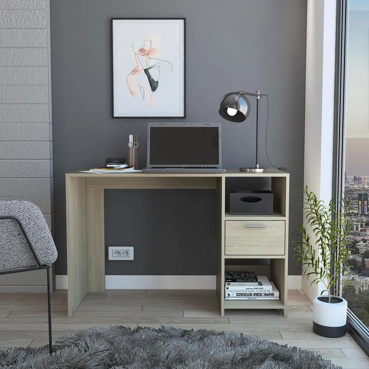 TUHOME - Escritorio 43,6x110x73 cm melamina rovere