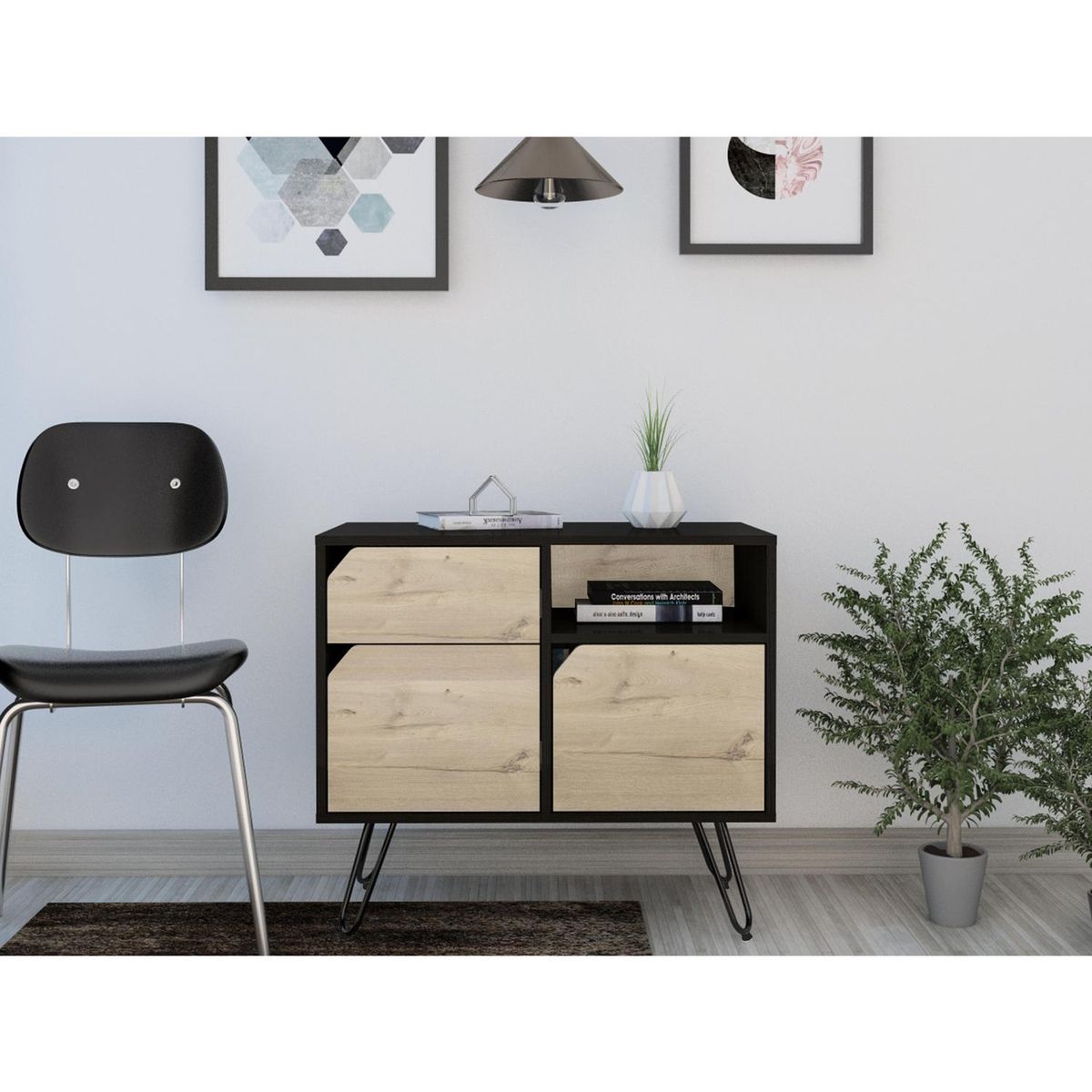 TUHOME - Archivador 2 repisas MDF 48,3x170,8x41 cm