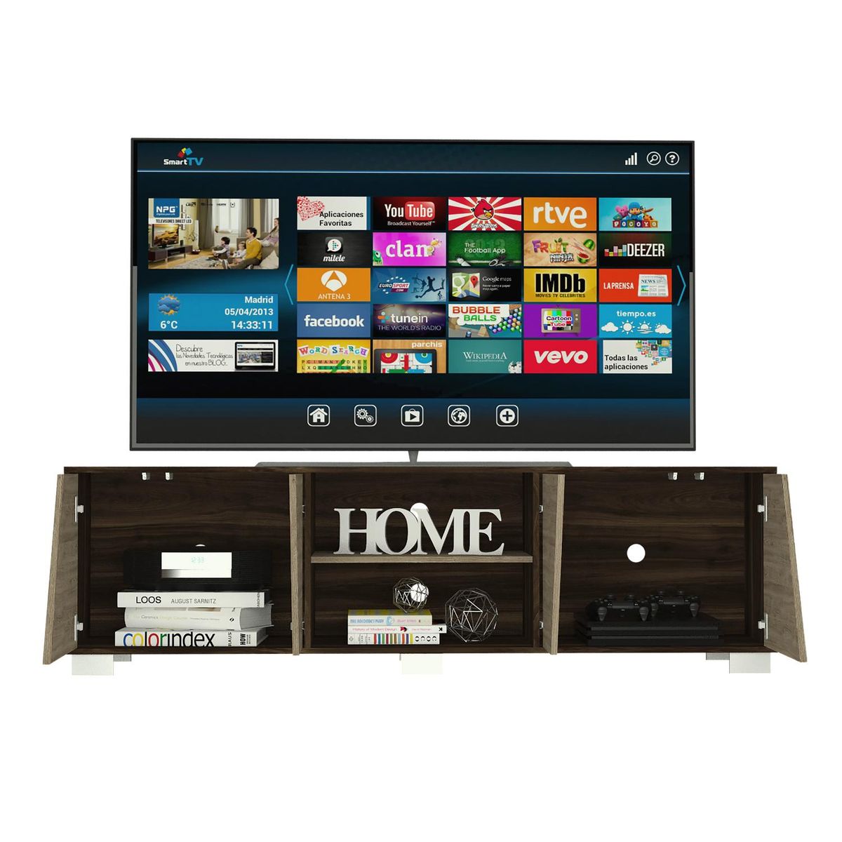 TUHOME - Rack TV 80" 180x52,2x35 cm habano/miel