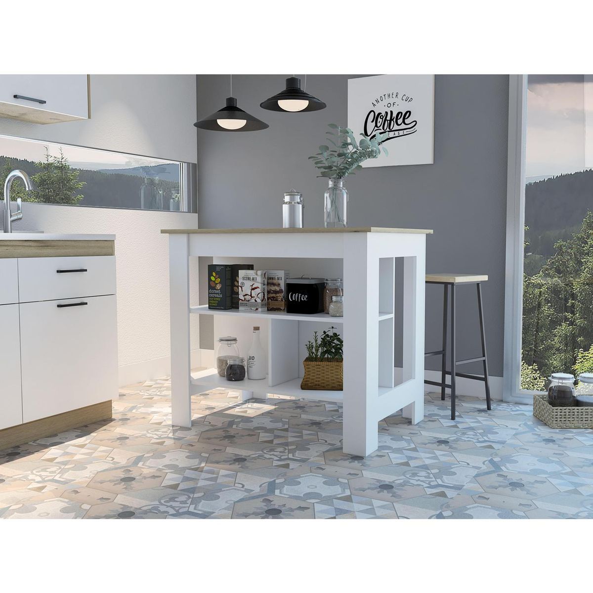 TUHOME - Mesa de cocina 70x103x90 cm blanco nevado