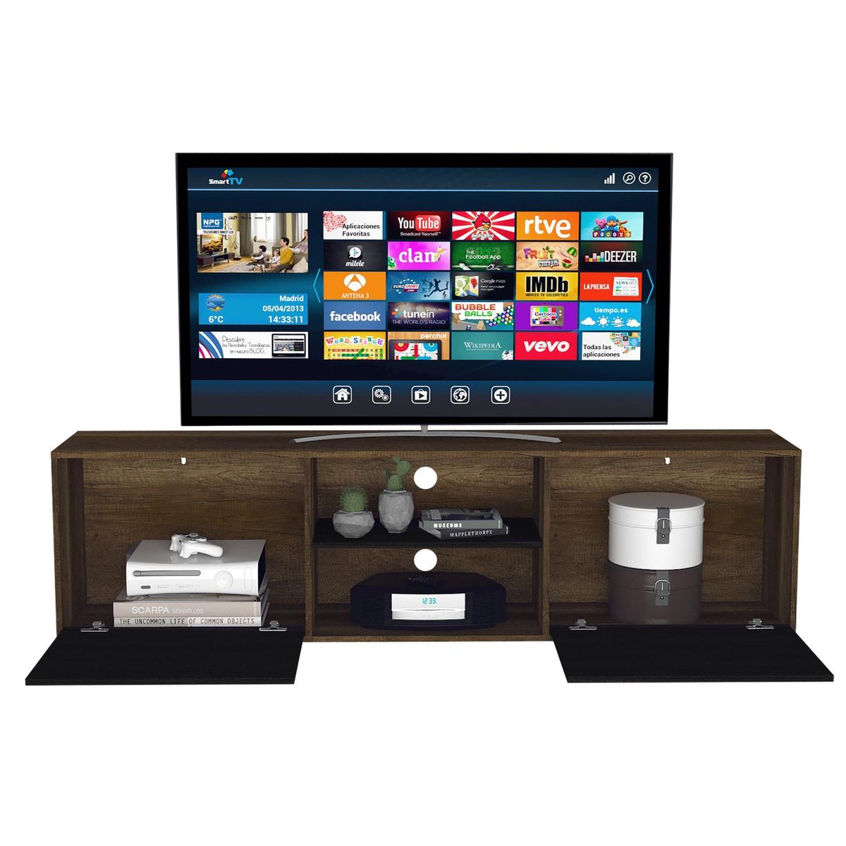 TUHOME - Rack TV 80" 180x52,5x35 cm caramelo/wengue