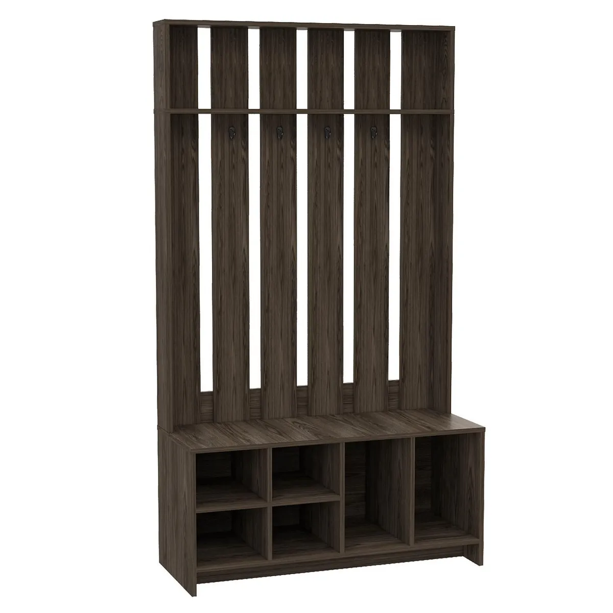 TUHOME - Repisa Beijing con Percha MDF 3 Nivel(es) 96.8x172.6x39.3 cm Coñac