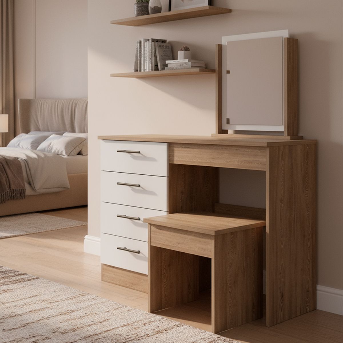 TUHOME - Tocador 4 Cajón(es) KAIA 100x126.7x42.5 cm Miel