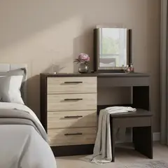 TUHOME - Tocador 4 Cajón(es) KAIA 100x126.7x42.5 cm Wengue