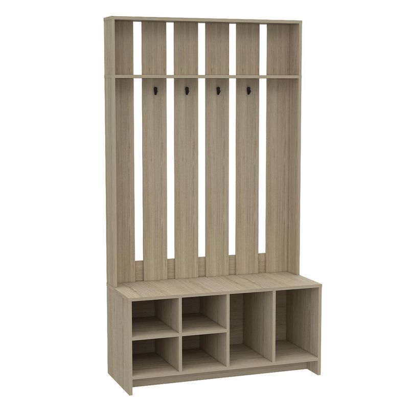 TUHOME - Repisa Beijing con Percha MDF 3 Nivel(es) 96.8x172.6x39.3 cm Rovere