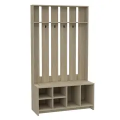 TUHOME - Repisa Beijing con Percha MDF 3 Nivel(es) 96.8x172.6x39.3 cm Rovere