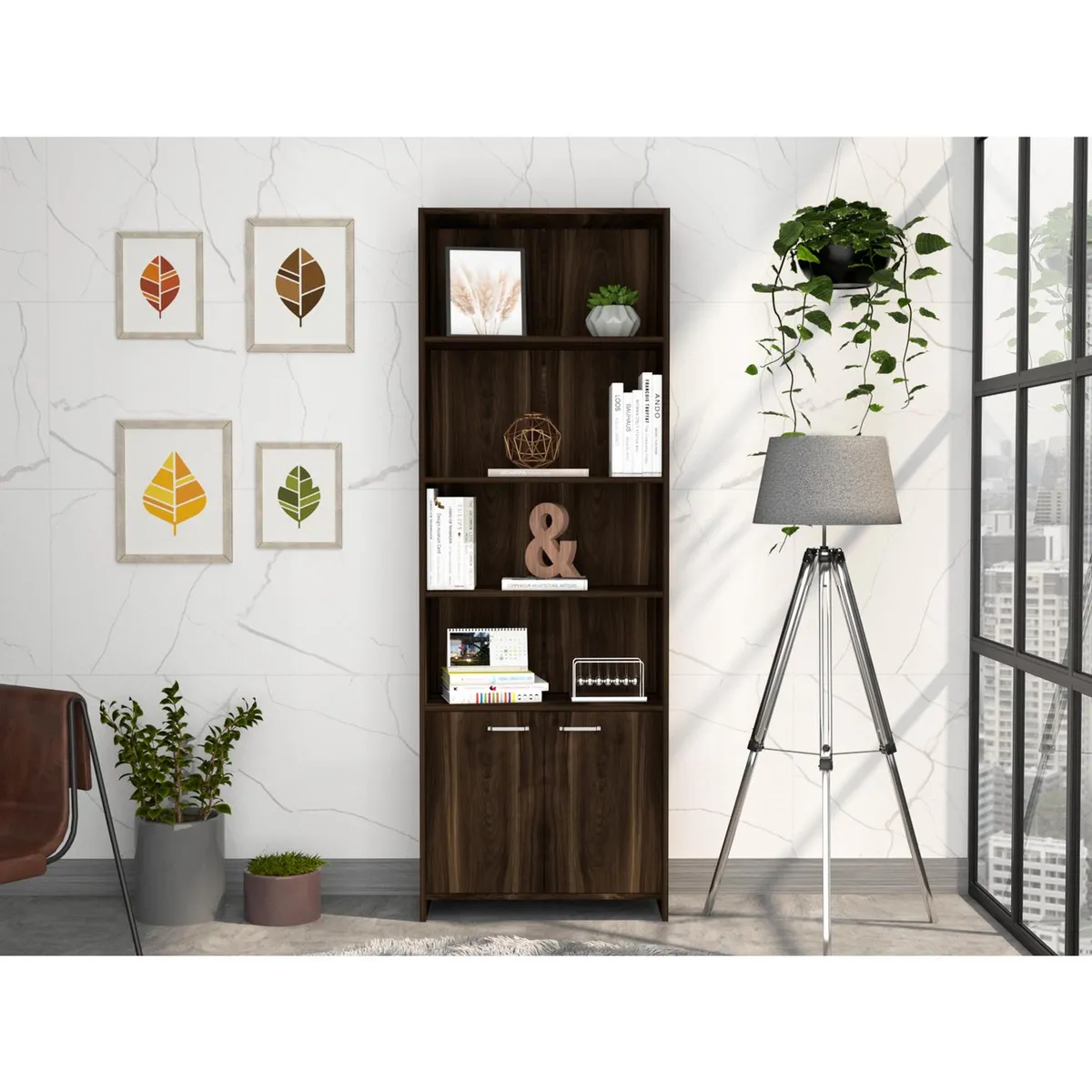 TUHOME - Estante Lisa MDF 4 Nivel(es) 63x180x26 cm Habano