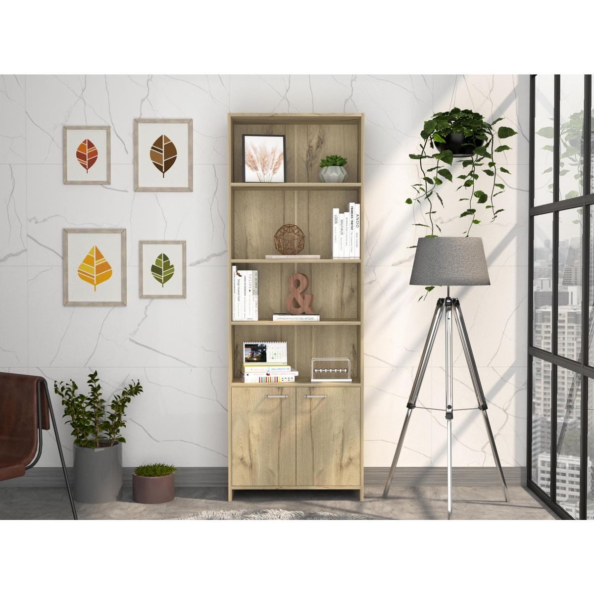 TUHOME - Librero Lisa MDF 4 Nivel(es) 63x180x26 cm Duna