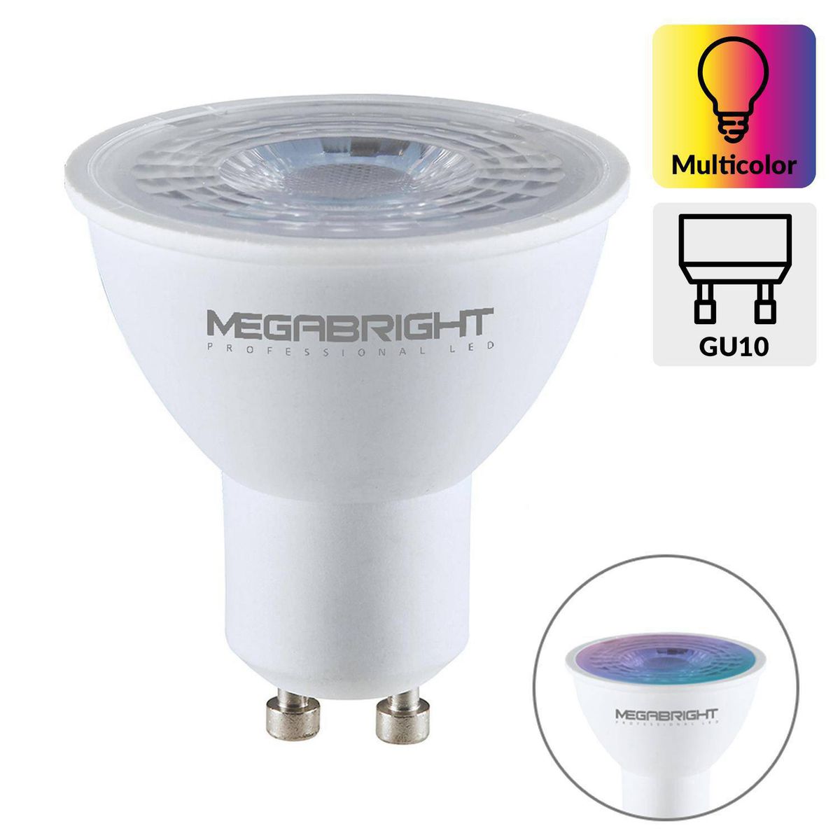 MEGABRIGHT - Ampolleta Inteligente Led Wifi 5 W GU10 370 lm Luz Multicolor