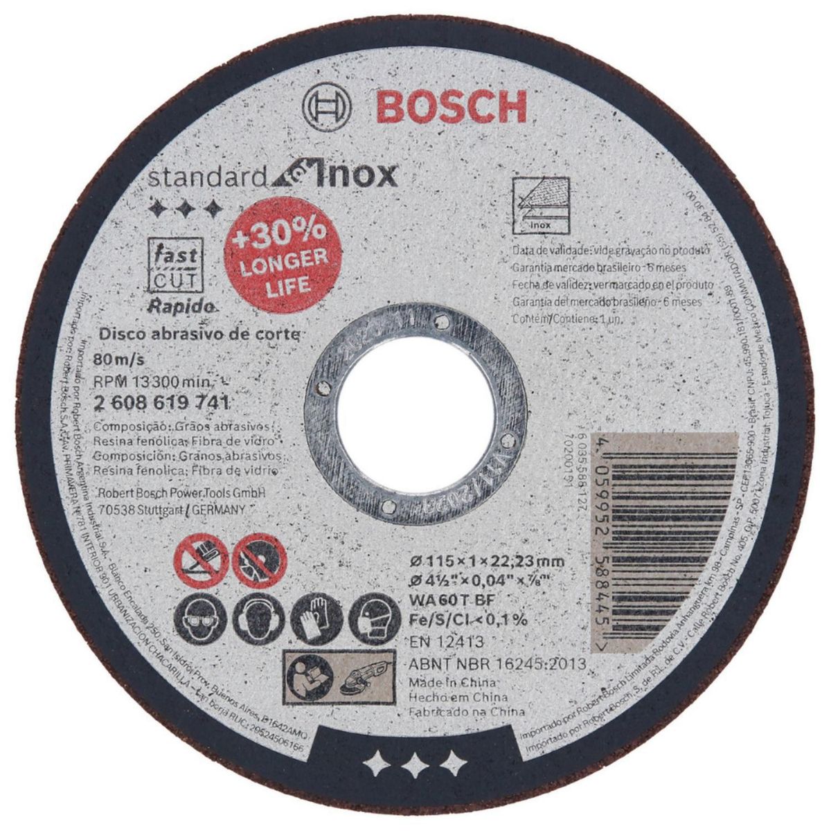 BOSCH - Pack De 25 Discos De Corte Std 4 1/2" 1 Mm Metal Inoxidable